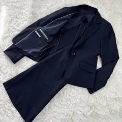 n♡line 紺 ネイビー ストライプ 洗える 9号 ビジネススーツ 美品