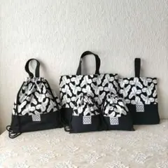 【入学入園5点セット、レッスンバック☆上履き袋☆体操着袋☆お弁当袋、ブラック