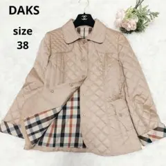 極美品 DAKS キルティング 中綿 コート ジャケット 金ボタン チェック