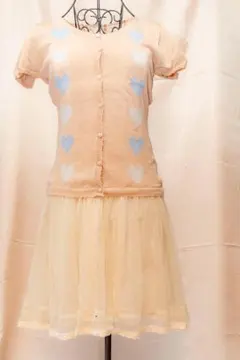 Lois CRAYON ロイスクレヨン ハート柄 半袖カーディガン ニット