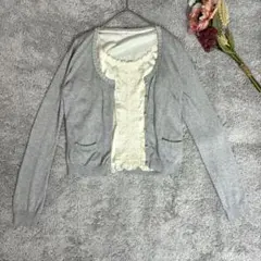 ウィルセレクション　アンサンブル　カーディガン　ブラウス　セット　花　刺繍