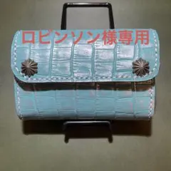 クロコ型押し トラッカーウォレット コンチョ 三つ折財布 ハンドメイド