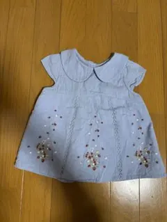 プティマイン　刺繍入り 半袖ブラウス 80cm 美品