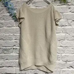 【超美品】ペイトンプレイス 半袖 ニット ライトベージュ シアー XL