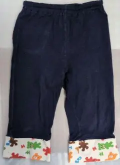ミキハウス ホットビスケッツ 薄手ズボン くま柄裾 ネイビー 100