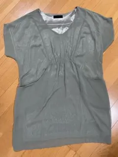 ジーナシス　シアーカットソー　カーキ半袖 トップス