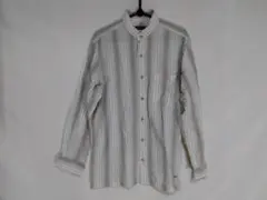 ☆ARAMIS アラミス ストライプ柄ノーカラー長袖シャツ　サイズS