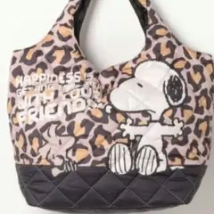 【PEANUTS】 中綿キルティングトートバッグ 大 レオパード柄♪
