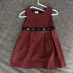 ファミリア　キッズ　ワンピース　レッド　チェック