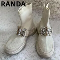 RANDA ランダ ビジュー×パールソックススニーカー