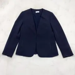 プラステ　トリアセブレンドカラーレスジャケット　ノーカラージャケット　L 紺