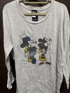 ミッキーミニーマウス グレー 6か7分丈TシャツサイズL