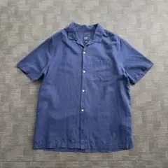 00s OLD GAP オープンカラーシャツ リネンシャツ ダークネイビー