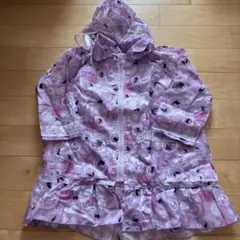 ウサギとハート柄フード付きレインコート110【美品】