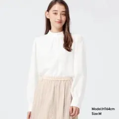 GU スタンドカラーブラウス　ホワイト Mサイズ