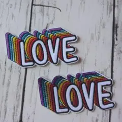 2枚Set★ レインボー LOVE アイロンワッペン