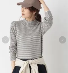 グローバルワーク　メルティリブハイネックプルオーバー　ボーダー　L