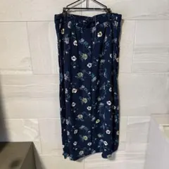 花柄ネイビーロングスカート 36