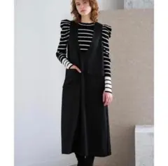 ランバンオンブルー 23AW Uネックノースリーブワンピース ブラック 36