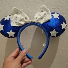 カチューシャ　ミニー　星　青　白　東京ディズニーリゾート　スパンコール
