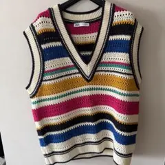 ZARA マルチカラー ニットベスト M