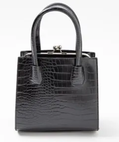 WEGO クロコダイル調ブラックハンドバッグ