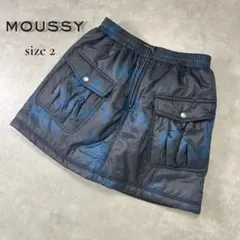 MOUSSY 中綿カーゴミニスカート ネイビー ウエストゴム 2 M相当