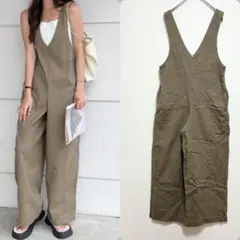 ABITOKYO Vネックワイドシルエットオールインワン レディース　ベージュ