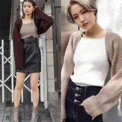 EMODAエモダドッキングニット セータートップス レイヤード ブラウン