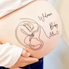 線画赤ちゃん マタニティシール マタニティフォト マタニティペイントシール シン