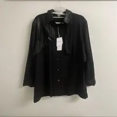 ブラック 長袖 シャツ・ブラウス 合成皮革