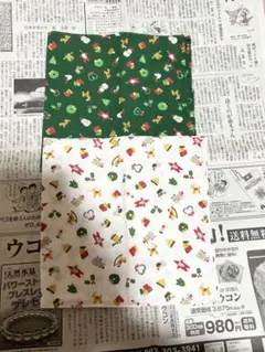 ハンカチ クリスマス サンタクロース 白 緑 2枚セット