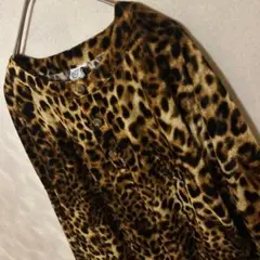 ケボズ　KEBOZ 豹柄　総柄　長袖　Tシャツ　ハーフボタン　希少　奇抜　XLのサムネイル