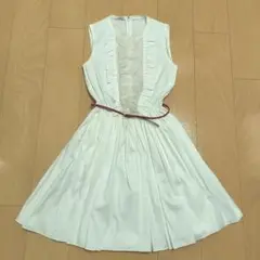 miu miu ノースリーブワンピース 36 ホワイト　赤ベルト付き