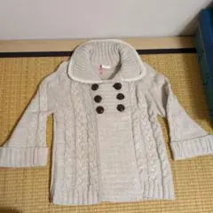 クリーム色 ケーブル編み カーディガン サイズM