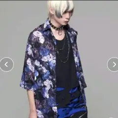 civarize V系 花柄シャツ6 フラワー ブル るずお ドレープ ロック 