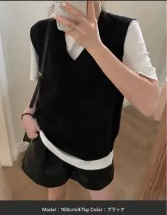 ニットベスト Vネック 重ね着 春秋冬