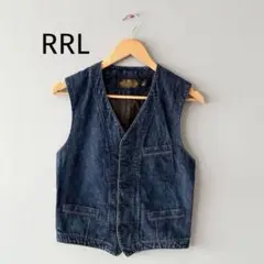 RRL ダブルアールエル デニムベスト 美品 RRL ダブルアールエル 23SS ブルー ウォバッシュデニム USED加工
