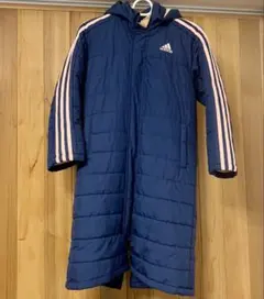 【美品】adidasアディダス　中綿　ベンチコート 130cm ネイビー　ピンク