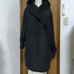 ダークグレー フリース ロングコート男女兼用