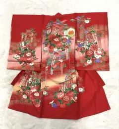 アンティーク】正絹 女の子 お宮参り 祝い着 初着 産着 鶴 瑞雲 刺繍