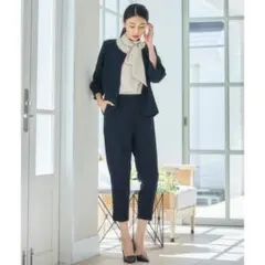 新品 XL パンツスーツ セットアップ ネイビー 卒入園 セレモニー 訳あり