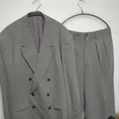 グレー ダブルブレスト カジュアルスーツ　ストライプ　メンズ　L