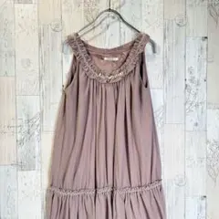 アクシーズファム　パーティドレス　ノースリーブ　シフォン　ビシュー