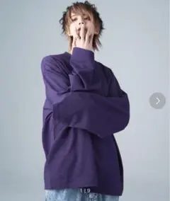 【ADRER】　エクストラクオリティワイドスリーブロンT パープル L