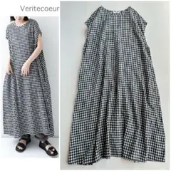 Veritecoeur ⿻ リネン ギンガムチェックワンピース ゆったり 涼しい
