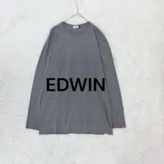 エドウィン◇EDWING クルーネック長袖シャツ M 杢グレー ロンT 袖ロゴ♪