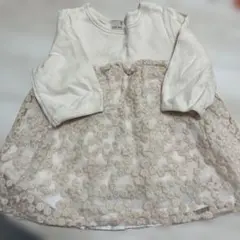 120サイズ petit main 花刺しゅうチュールドッキングT（6分丈）