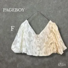 ページボーイ【F】ソフトレースジャガードショートブラウス パフスリーブ