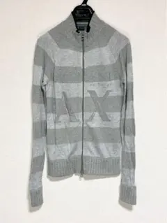 m792◆ARMANI EXCHANGE◆グレー◆ストライプ カーディガン◆S